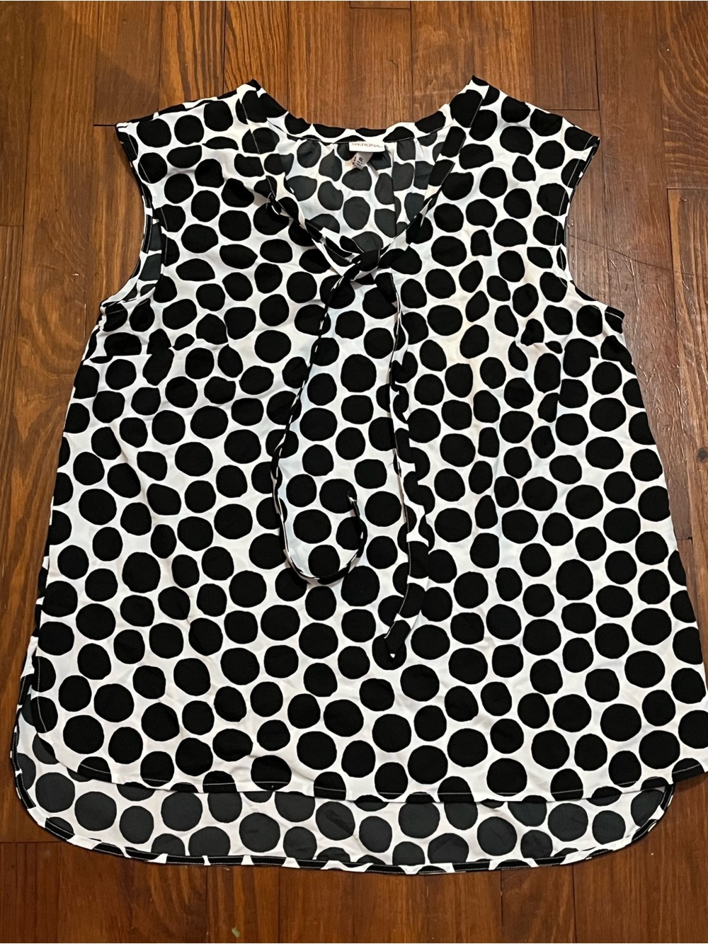 Merona Black and White Polka Dot Tie-Neck Sleeveless Camisole